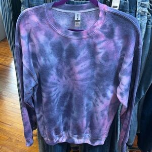Unisex Gildan Purple and Pink Tie-Dye Crewneck Sweatshirt
